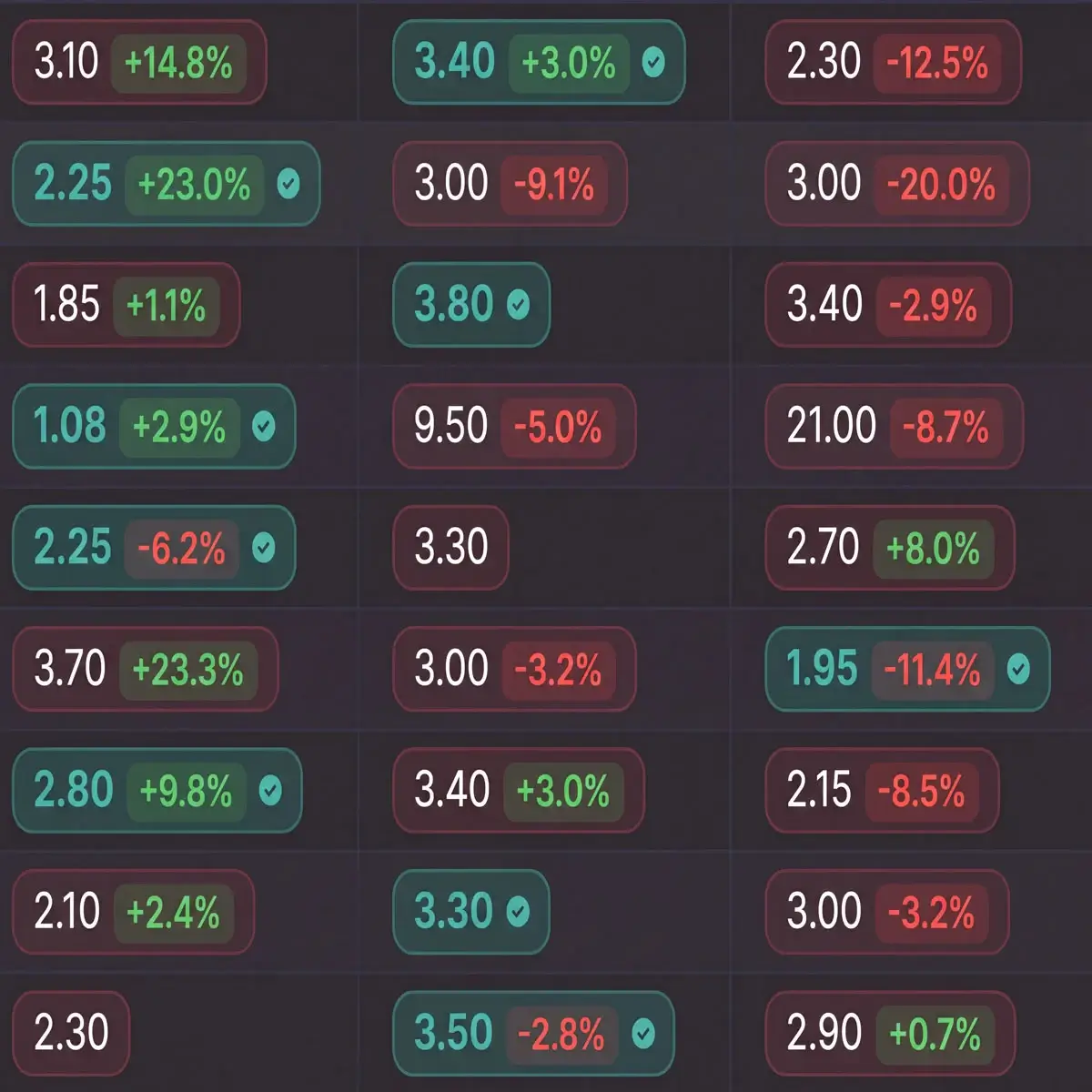 Odds movement percentage preview